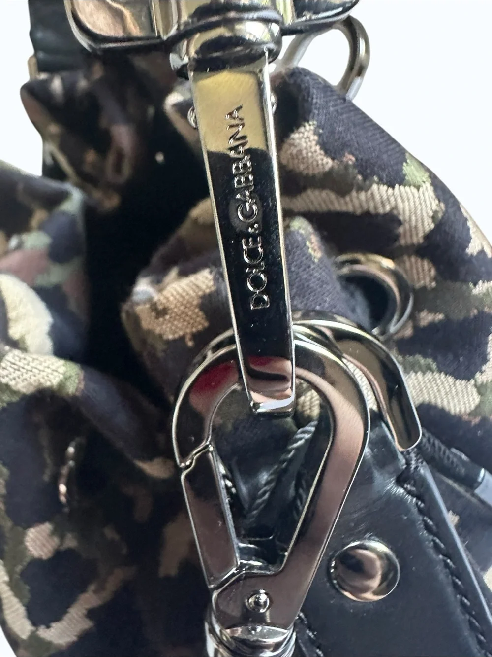 $2900 NWT Dolce & Gabbana Leopard Camouflage Jacquard Bucket Bag Backpack